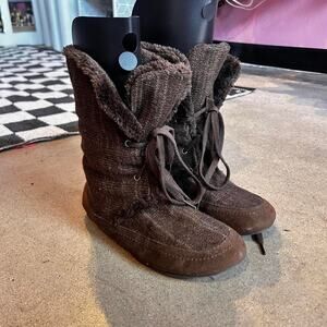 Vintage Y2K Lucky Brand Brown Fur Boots Size 7